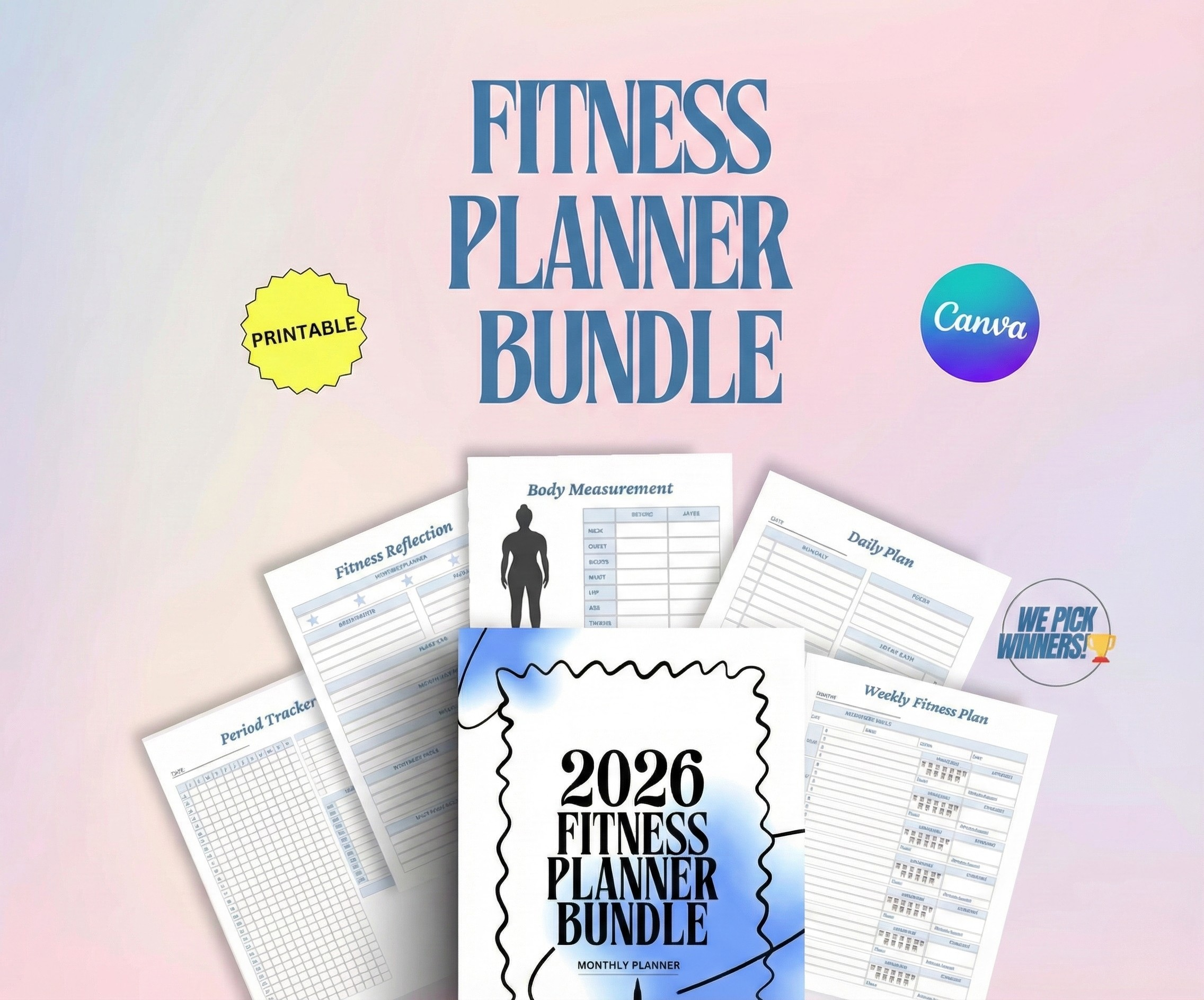 2026 Digital Products Mega Bundle - 26 Printable Planners + Habit Tracker